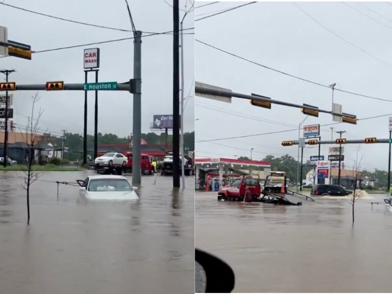 Tow Truck Operator Hooks Chain to Passenger Door to Pull Flooded Car in Marshall, Texas, Causing Vehicle to Flip Over During Recovery Attempt